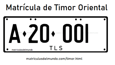 Matrícula de coche de Timor Oriental actual con código TL