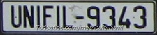 Matrícula de coche de UNIFIL actual con código UN
