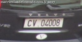 Matrícula de coche de Vaticano actual con código V