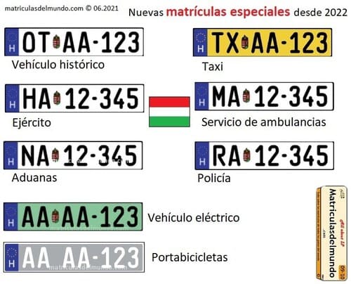 Nuevas matrículas especiales en uso en Hungría desde el 2022