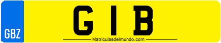 Ejemplo de matrícula personalizada de Gibraltar Matrícula de Gibraltar personalizada con numeración G 1 B